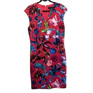 Ted Baker  London Pink Floral Bodycon Sheath Dress - Size 5 US14